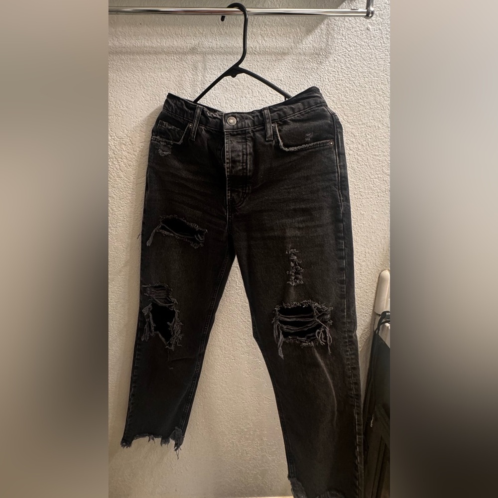 Free People Black Distressed Boyfriend Jeans - Picture 2 of 2